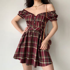 Ifomat Zandria Plaid Bustier Dress