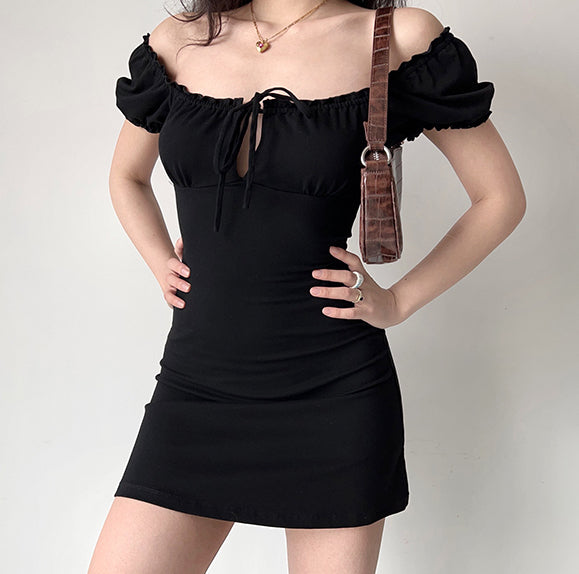 Ifomat Alix Black Puff Dress