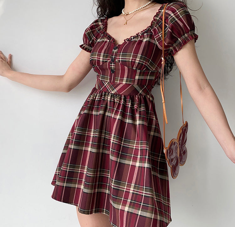 Ifomat Zandria Plaid Bustier Dress