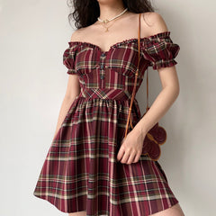 Ifomat Zandria Plaid Bustier Dress