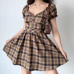 Ifomat Zandria Plaid Bustier Dress