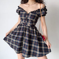 Ifomat Zandria Plaid Bustier Dress