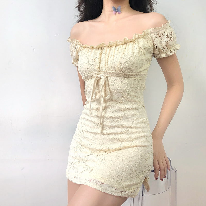 Ifomat Cream Tea Lace Dress