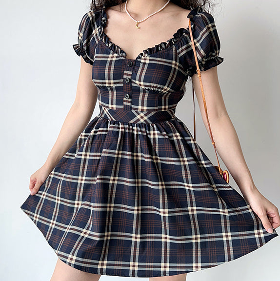 Ifomat Zandria Plaid Bustier Dress