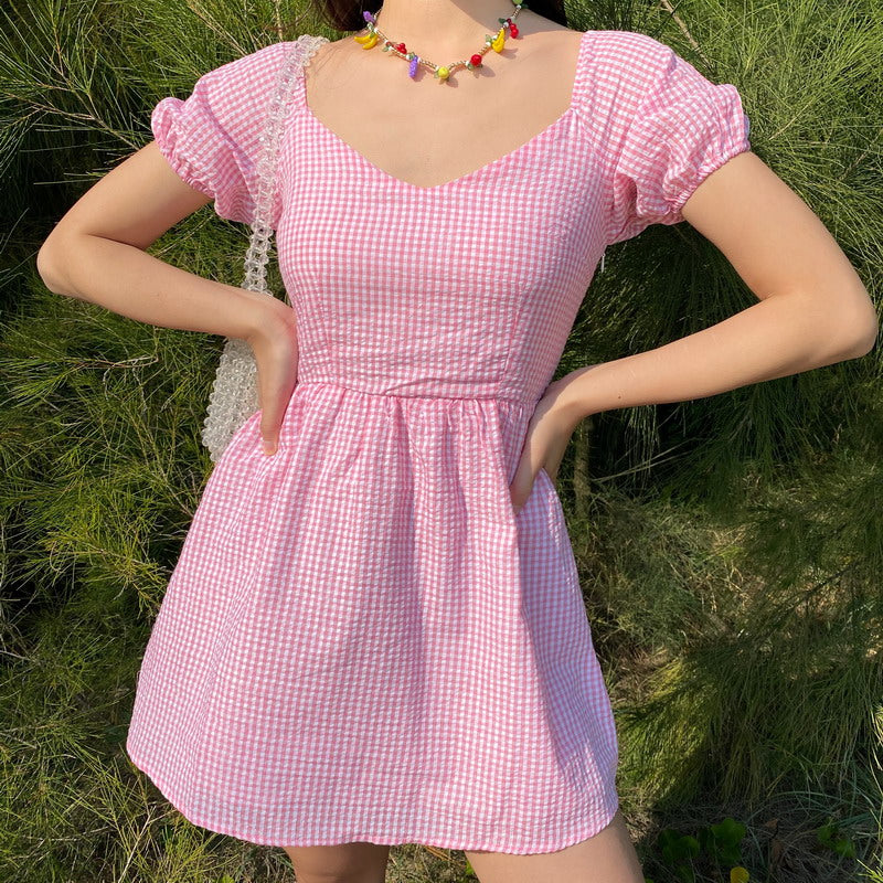 Ifomat Delilah Gingham Puff Dress