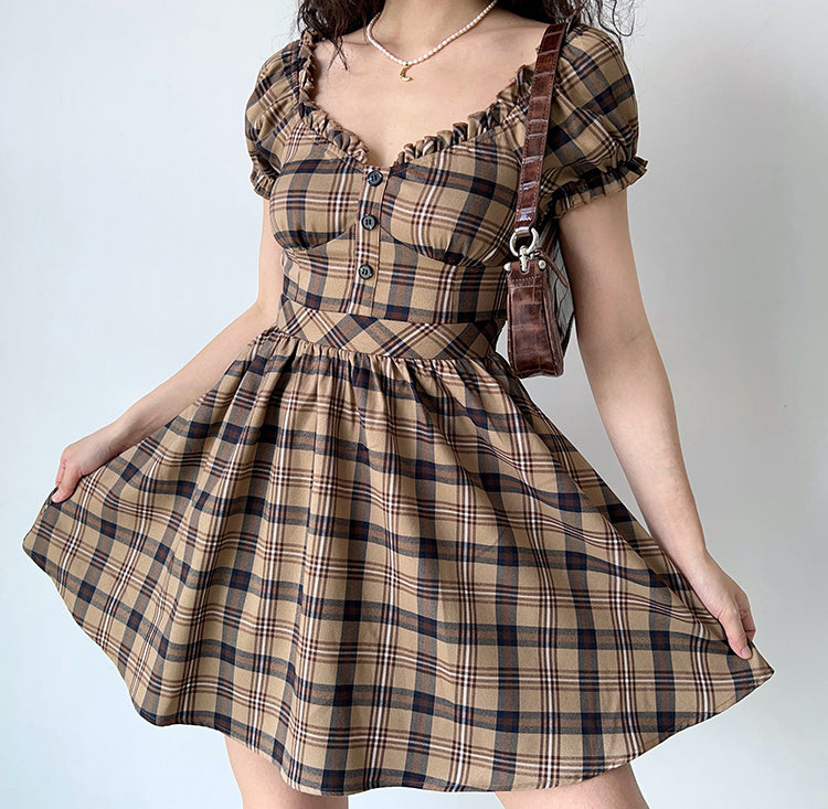 Ifomat Zandria Plaid Bustier Dress