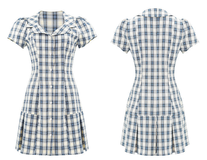 Ifomat College Plaid Pleat Dress