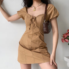 Ifomat Western Khaki Tie Dress