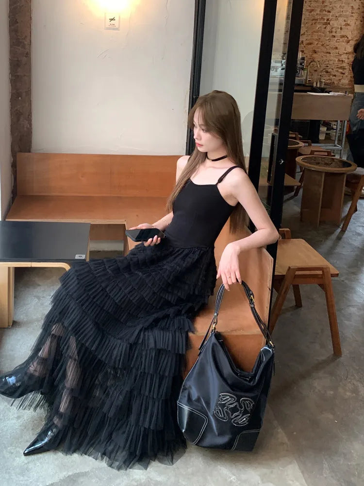 Spring Outfit Korean style Summer New Chic Fashion Women Dress Slim V-Neck Soild Color Sexy Dress Women Sweet Ladies Black Dresses