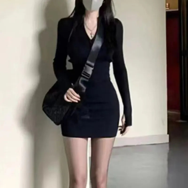 Crochet Bodycon Women's Dresses Extreme Mini Sexy Daring Solid Knit Short Female Dress Chic and Elegant Pretty Thic Y2k Clothing