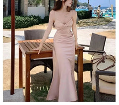 Summer Sexy Backless Satin Straps Midi Dresses for Women 2024 Elegant Party Sleeveless Female Clothing Beach Holiday Pink New