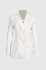 Saige Plunge Blazer In White