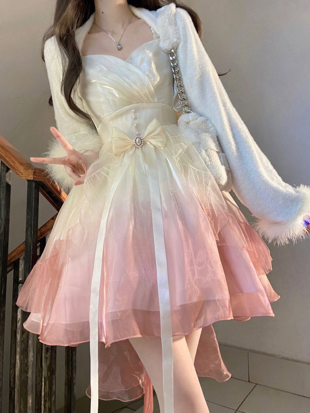 2024 New Spring Gradient Mesh Sling Kawaii Dress Women's Korean Y2K Lolita Mini Dress Chiffon Fashion French Female Dress