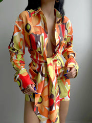 2024 New Fashion Dress Woman Style  Tie up Mini Dress in Orange Color - Noxlook