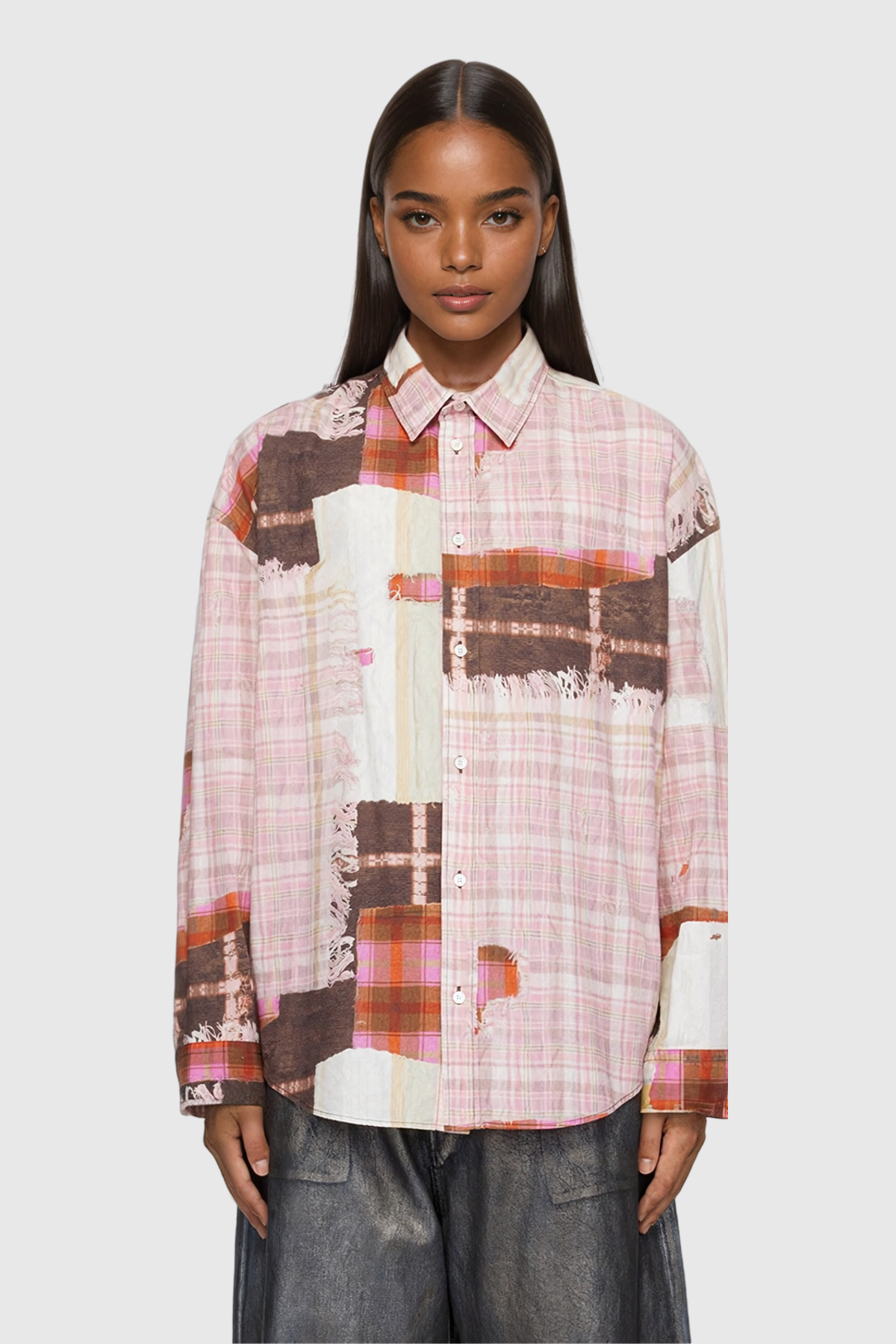 Trisha Grid Shirt In Pink