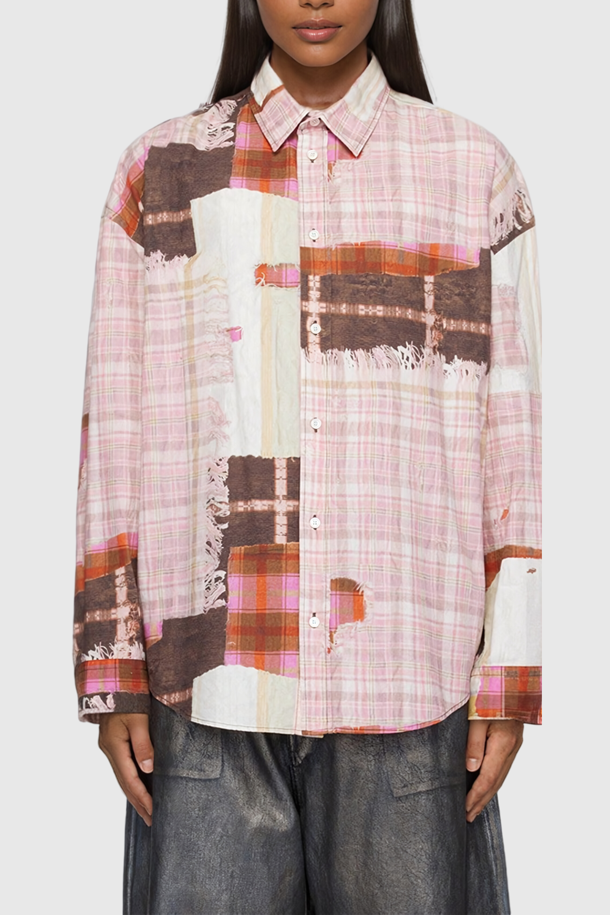 Trisha Grid Shirt In Pink