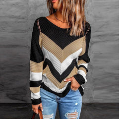 Casual Striped Patchwork Sweater