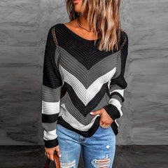 Casual Striped Patchwork Sweater