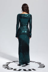 Aoibhe Sequin Maxi Dress In Green