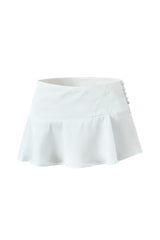 Asymmetric Monochrome High Waist Button Down Ruffled Micro Mini Skirt