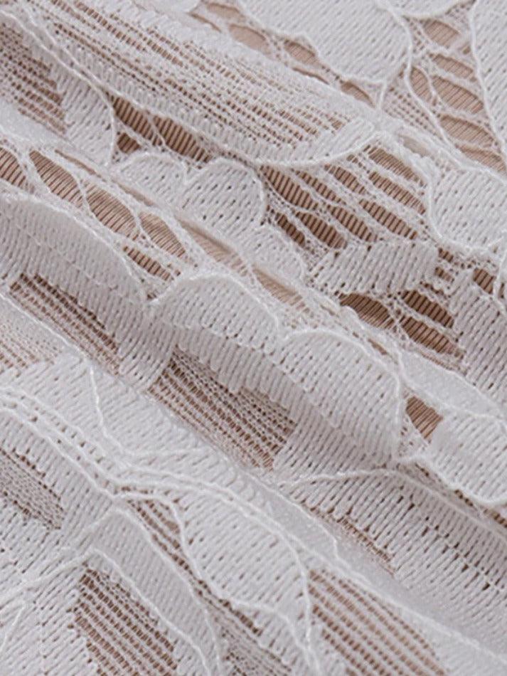 Lace Mesh Corset Bandeau Mini Dress