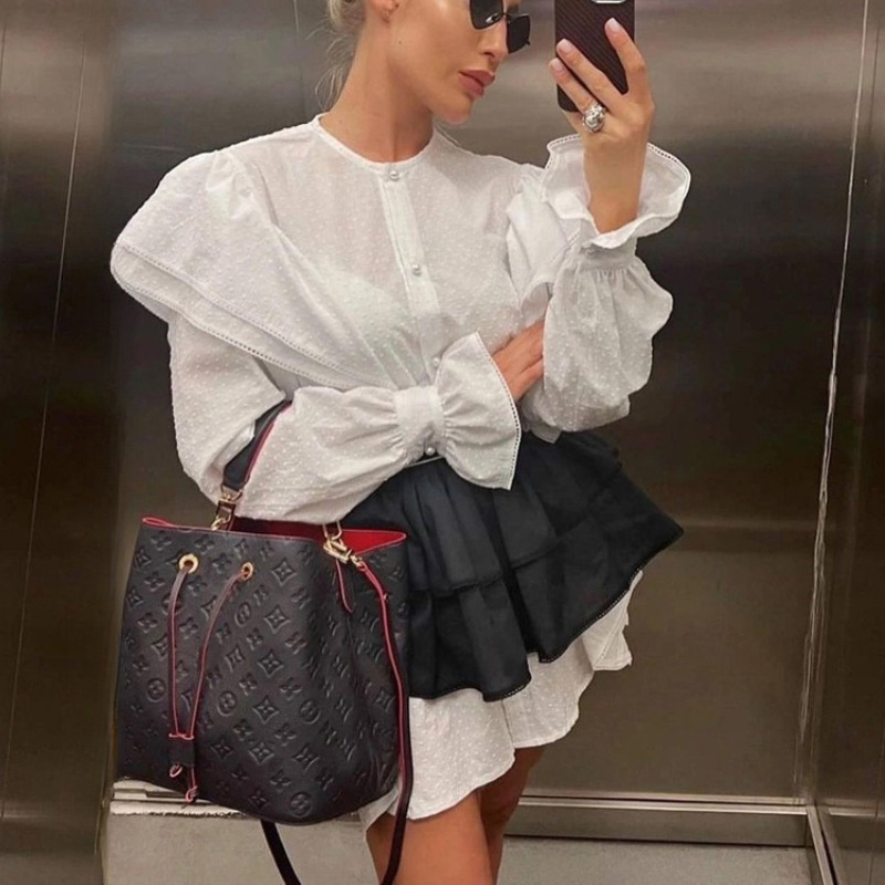 Ruffled Flare Sleeve Shirt Dress For Women With High Waisted Shorts Contrast Color Patchwork Mini Party Dress Autumn New