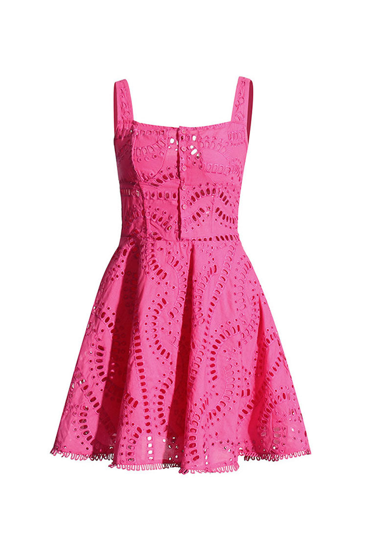 Breezy Floral Cutwork Broderie Anglaise Fit & Flare Summer Mini Sundress