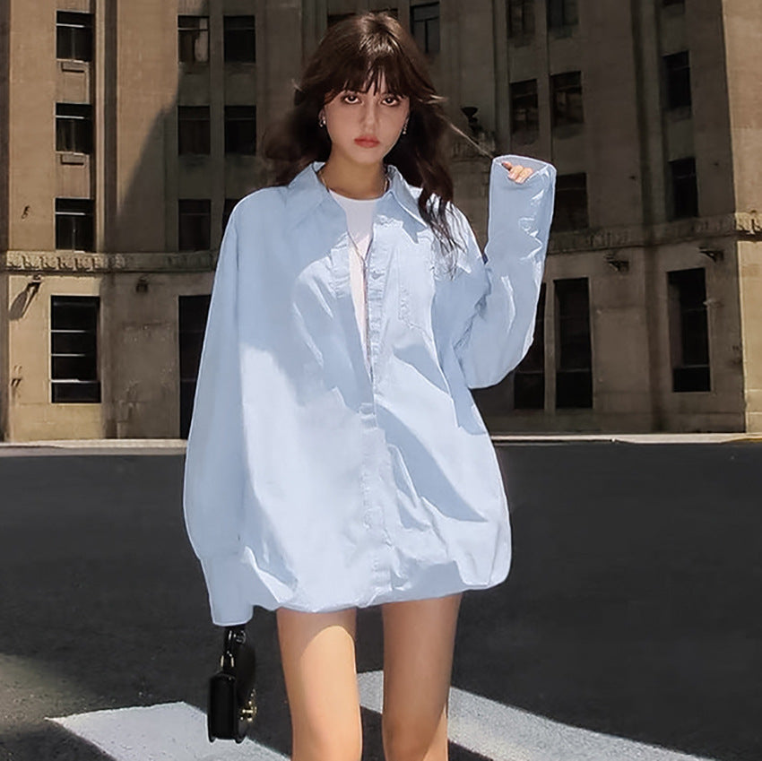 Oversized Shirts Dress Women 2024 New Fashion Baggy Turn Collar Cover-up Femme Casual Loose Holiday Beach Dresses Womens