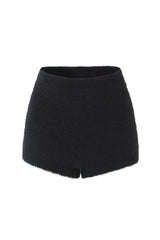 Fluffy Soft Solid Color High Waist Full Coverage Ribbed Knit Shorts