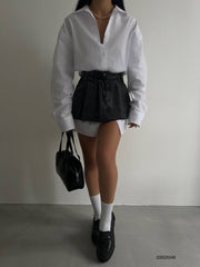 2024 New Fashion Dress Woman Style  Oversized Shirt as Dress BF23S25048 White