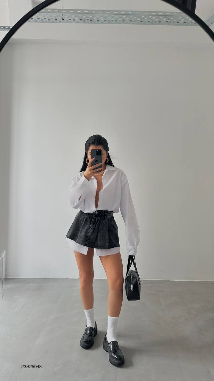 2024 New Fashion Dress Woman Style  Oversized Shirt as Dress BF23S25048 White