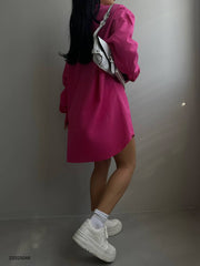 2024 New Fashion Dress Woman Style  Oversized Shirt as Dress BF23S25048 Fuchsia