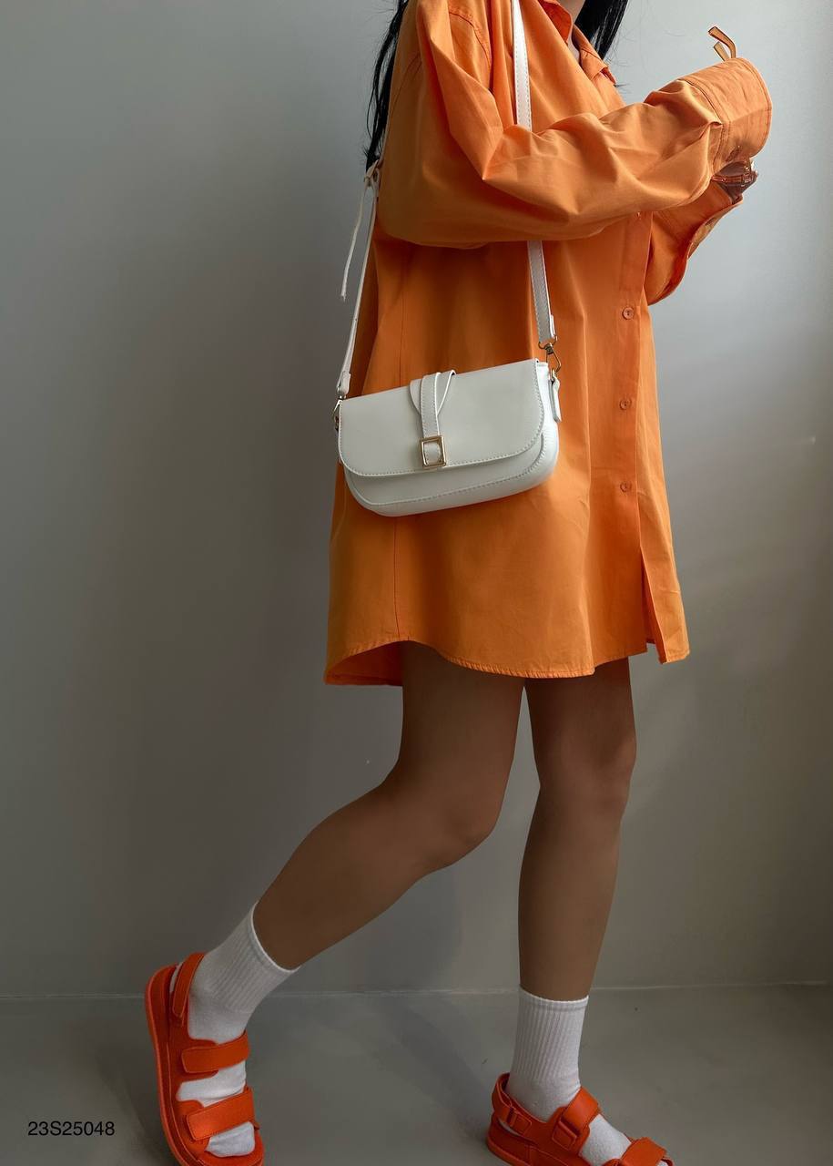 2024 New Fashion Dress Woman Style  Oversized Shirt as Dress BF23S25048 Orange