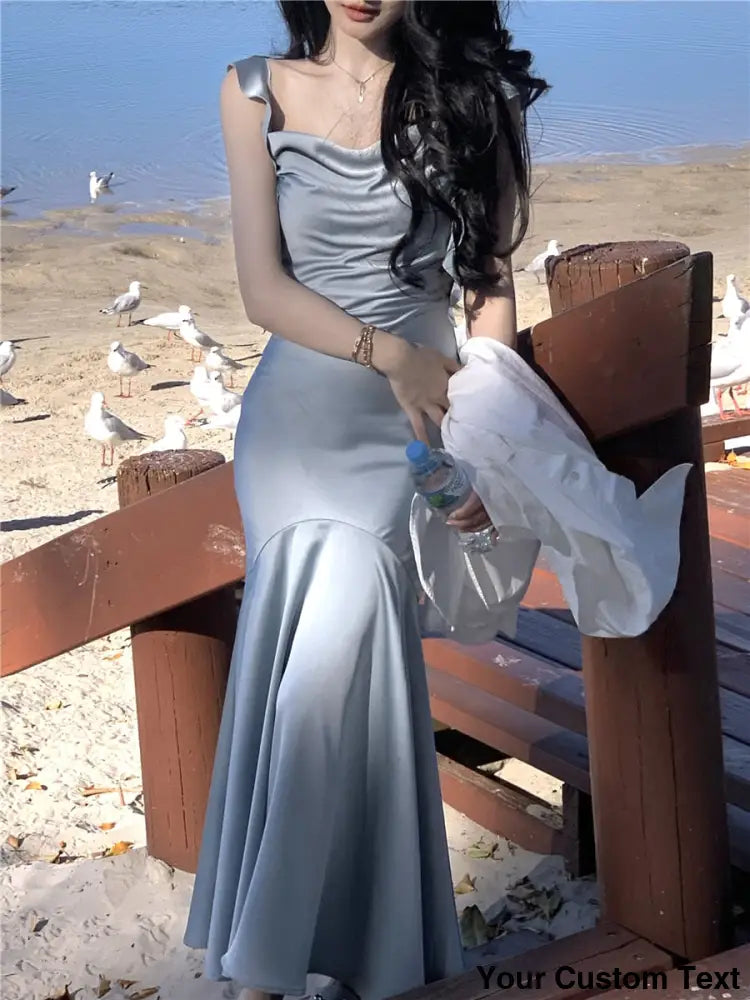 Midi Dress Women Elegant Summer New Fashion Evening Party Vintage Female Slim Clothes Ladies Vestidos Korean Satin Dresses