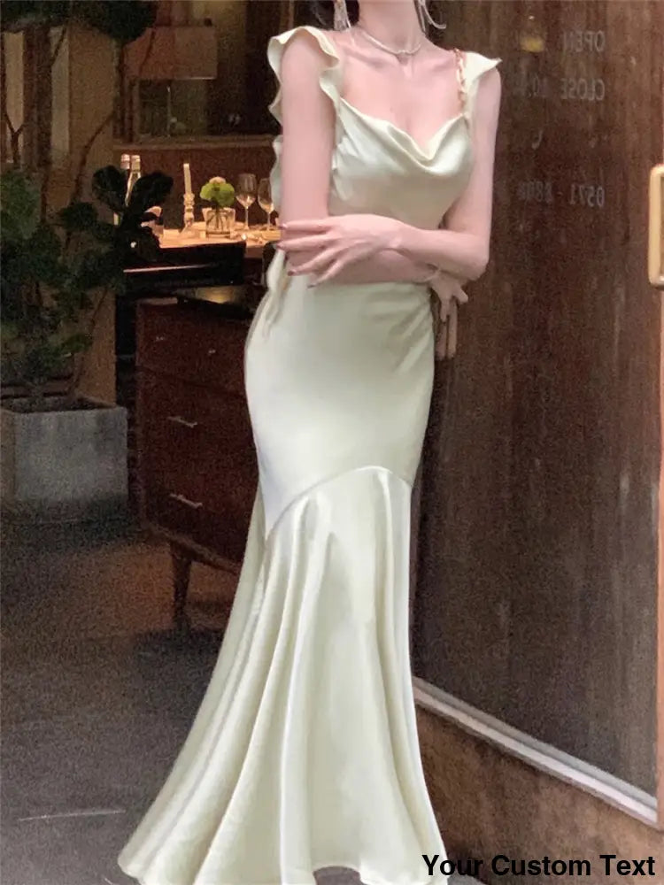 Midi Dress Women Elegant Summer New Fashion Evening Party Vintage Female Slim Clothes Ladies Vestidos Korean Satin Dresses