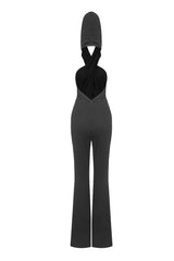 Versatile Crossover Halter High Waist Backless Hooded Bootcut Jumpsuit