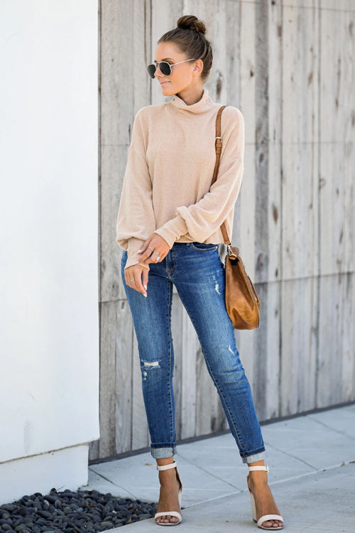 Suzanne Turtleneck Long Sleeve Knit Top