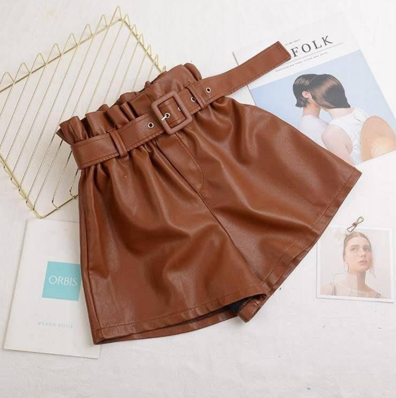 High Waist Leather Shorts