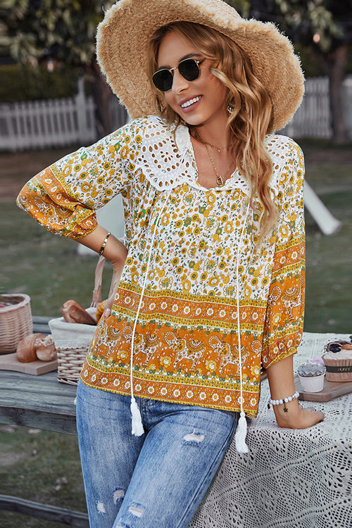 In The Summer Lace Boho Print Top - 3 Colors