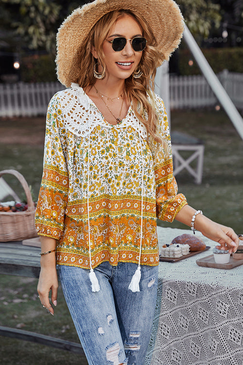 In The Summer Lace Boho Print Top - 3 Colors