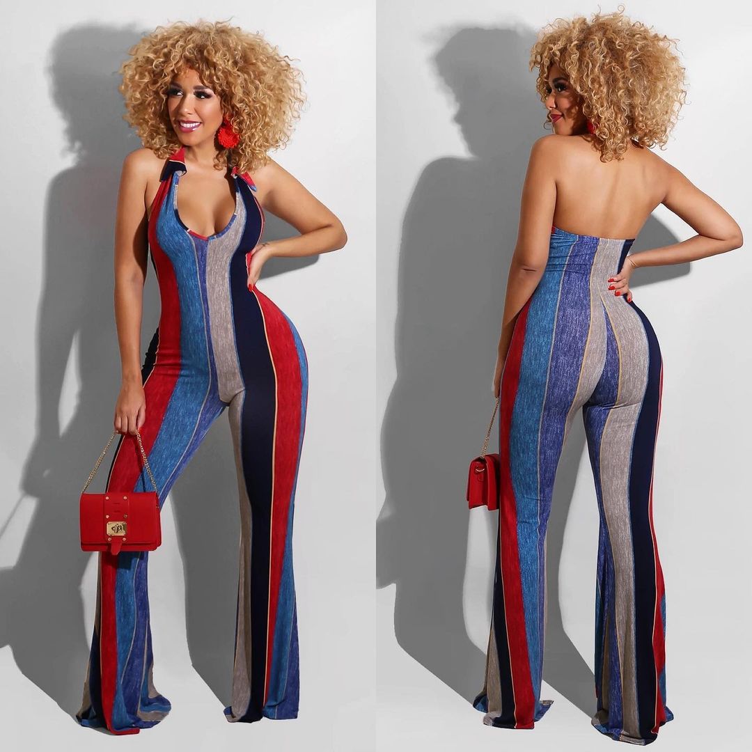 Backless Jumpsuit Flared Pants