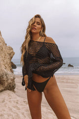 Summer Sass Hollow-Out Knit Beach Cover-Ups