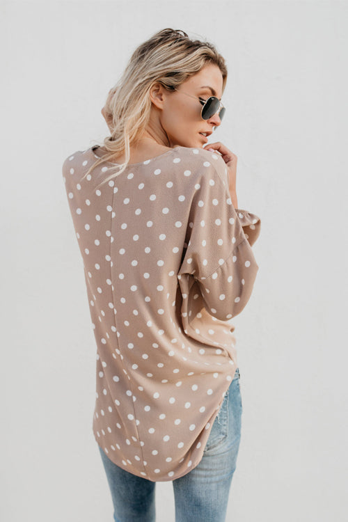 Punch Style Dot Print V-neck Shirt