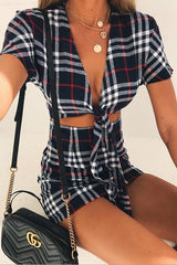 Tartan Tie-front Shift Mini Dress