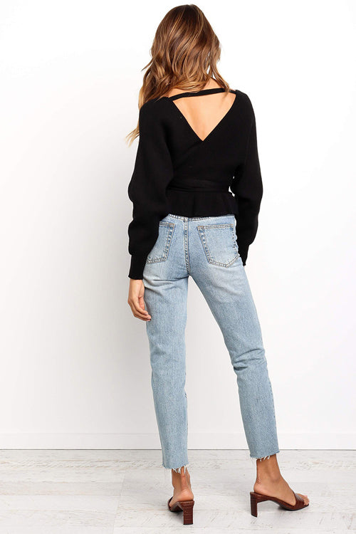 True Story V-Back Balloon Sleeve Knit Top - 3 Colors