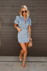 Feeling The Love Button Down Denim Mini Dress