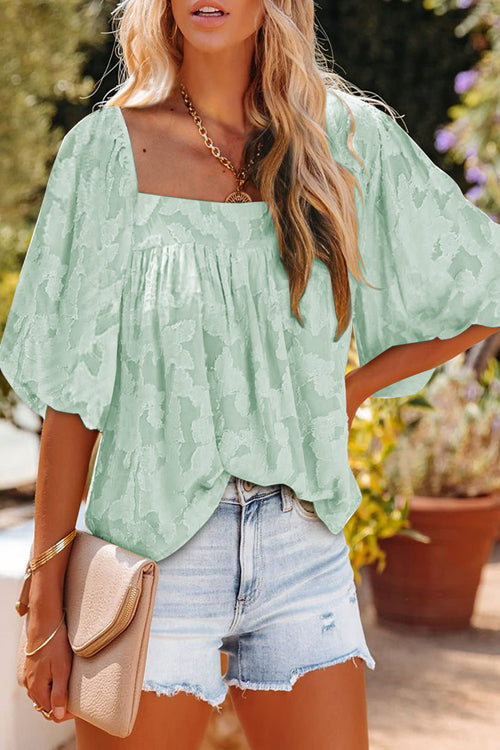 Hours with You Floral Jacquard Short Sleeve Top - 7 Colors