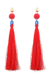 Tassel Bead Long Earrings