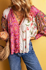 Vibrant Feeling Floral Print Smocked Long Sleeve Top