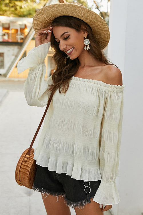 Taking It Easy Off Shoulder Pleated Top - 3 Colors